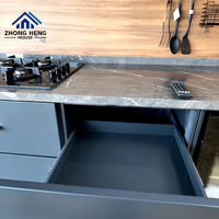 Ensemble de cuisine extérieure moderne en acier inoxydable, essentiel pour les fêtes, avec barbecue à gaz intégré, évier et réfrigérateur, modules de barbecue modulaires