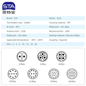 Conector Circular de Bayoneta LP24 para Aviación, 2/3/4/10/12/19/24 Pines, IP67 Impermeable, Bloqueo Rápido, Conector Industrial de Señal y Alimentación - Product Image 2