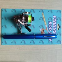 Nouvelles ventes en gros léger télescopique Mini stylo canne à pêche moulinet Combo ensemble en alliage d'aluminium petit stylo de poche canne à pêche pôle
