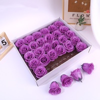 Aierflorist 30 pièces par boîte Têtes de roses en cristal brillant, roses bleues simulées, roses poudrées or pour la fête des mères