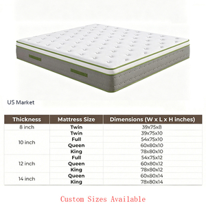 10-Inch Hybrid Pillow Top King Mattress in a <b>Box</b> Gel <b>Memory</b> Foam Pocket Spring Medium Firmness for Hotel Bedroom Use M80 10 Inch - Product Image 3