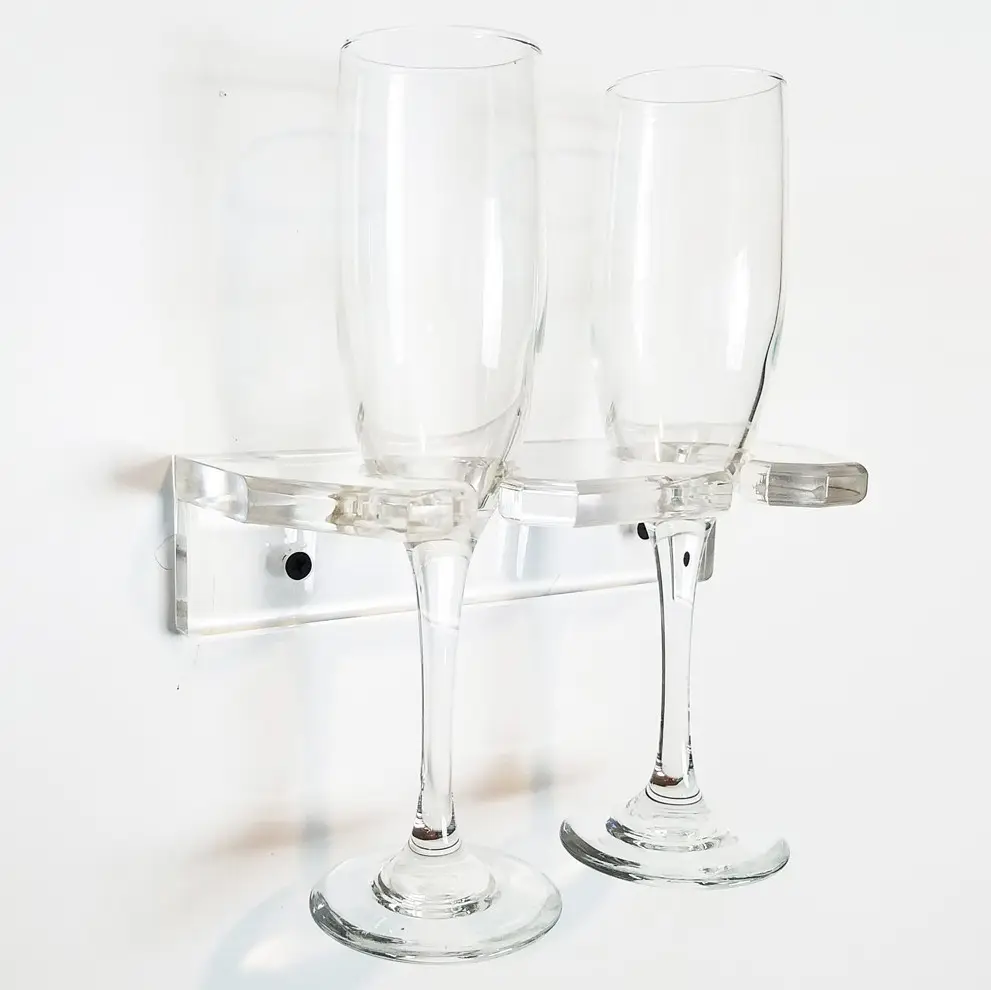Vonvik suporte de copo de champanhe, suporte de parede transparente para vinho, rack de vidro de plástico