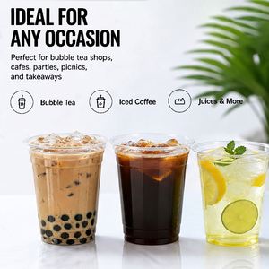 Gobelet à café glacé jetable en plastique PET transparent de 12 oz (98 mm) avec logo personnalisé pour café et boissons, disponible pour visites en usine - Product Image 2