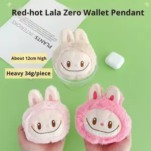 Porte-monnaie porte-clés lapin de dessin animé tendance en peluche, petit portefeuille avec rembourrage en coton PP pour le rangement de cartes bancaires, poupée anti-stress - Product Image 2