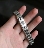 Pulsera de aleación chapada en oro con amuleto de escritura budista Feng Shui para hombre, cuentas de transferencia, mantra de seis caracteres, personalidad nacional