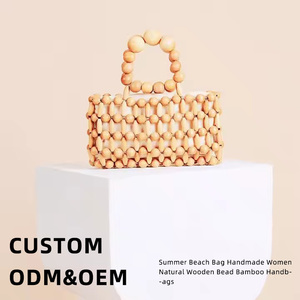 Nuevo <span class=keywords><strong>Bolso</strong></span> <span class=keywords><strong>de</strong></span> Playa Retro Tejido a Mano <span class=keywords><strong>de</strong></span> Bambú <span class=keywords><strong>con</strong></span> Dos <span class=keywords><strong>Asas</strong></span>, Cierre Abierto, <span class=keywords><strong>Bolso</strong></span> <span class=keywords><strong>de</strong></span> Lona <span class=keywords><strong>con</strong></span> Cuentas <span class=keywords><strong>de</strong></span> <span class=keywords><strong>Madera</strong></span> Natural para Mujer - Product Image 4