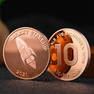 Factory Direct Custom Coin Rose Color Digital Rocket Astronaut Souvenir Coin