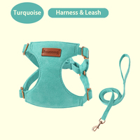 Harnais et laisse pour animaux de compagnie en faux daim doux, ensemble réglable anti-évasion, gilet pour chien et chat, logo personnalisé, sangle de promenade pour petit chiot