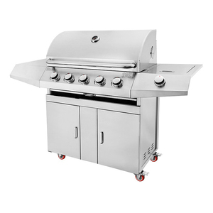 Cao 5-burner gas BBQ nướng Propane sắt kim loại xây dựng sang trọng thép xe đẩy bàn chải không khói có thể gập lại cho các bên - Product Image 2