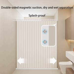 Rideau de <span class=keywords><strong>douche</strong></span> pliable à boucle magnétique double face de 32 pouces : mini pare-éclaboussures accordéon pour baignoire, <span class=keywords><strong>camping</strong></span>-<span class=keywords><strong>car</strong></span> et baignoire de toilettage pour animaux - Product Image 2