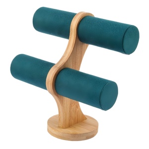 Expositor de Joyería de Bambú de Doble Capa en Forma de Arco <span class=keywords><strong>para</strong></span> Pulseras, Collares, Cintas <span class=keywords><strong>para</strong></span> el Cabello, Anillos <span class=keywords><strong>para</strong></span> el Cabello y Relojes, Modelo ZS3321, Venta al Por Mayor - Product Image 1