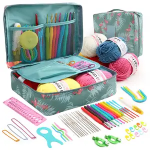 Full Set Crochet Hooks Crochet Kit For Beginners Adults Crochet Kit With Yarn Accessories Bag