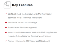Quectel RM520N-EU modul Sub6 5G 2.4Gbps SA 4x4 MIMO VoLTE DFOTA CE bersertifikat M2 faktor bentuk Router industri solusi CPE