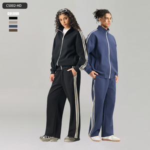 Chaqueta con cremallera de alta calidad personalizada para Otoño/Invierno, chaqueta bordada a rayas para hombre, traje para hombre, logotipo exclusivo personalizable - Product Image 1