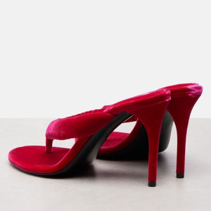 Sandales à bout ouvert grande taille 45 pour femme, talons aiguilles de soirée, chaussures à talons hauts pour pieds larges, escarpins en velours à lanières épaisses - Product Image 5