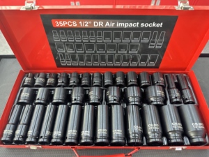 Jeu de douilles à chocs robustes de 35 pièces, entraînement 1/2 pouce, douilles profondes métriques 8-32 mm, coffret portable |   Pour la réparation de camions, de camping-cars et d'automobiles - Product Image 4