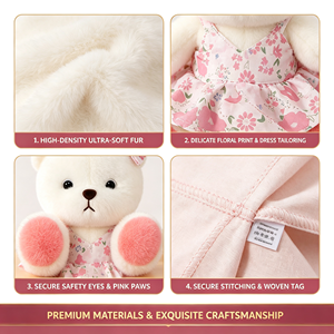 Oso de Peluche Blanco Suave de 8 Pulgadas, Juguete de Peluche con Vestido, Premio para Máquina de Arcade de Centro Comercial, Compra Directa de Fábrica - Product Image 4