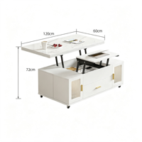 Table basse multifonctionnelle avec plateau en verre relevable, table à manger convertible, table pliable mobile, bureau moderne pour salon