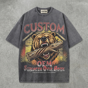 Camiseta de 230 GSM 100% Algodón con Impresión Digital DGT, Lavado Ácido, Hombros Caídos, Corte Cuadrado, Estilo Vintage, Personalizada OEM - Product Image 1