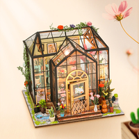 Enfants bricolage en bois maison de poupée Miniature jardin maison Kit avec meubles et lumière LED bricolage 3D Puzzle artisanat jouets cadeaux