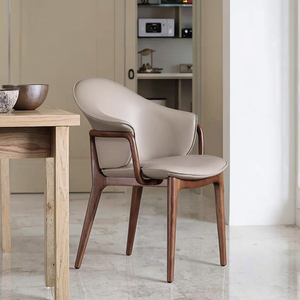 Sedie da Pranzo Moderne di Lusso Personalizzate in <span class=keywords><strong>Legno</strong></span> Massello e Compensato, Sedie con Schienale Alto e Rivestimento in <span class=keywords><strong>Pelle</strong></span> per Arredamento Casa e Soggiorno - Product Image 1