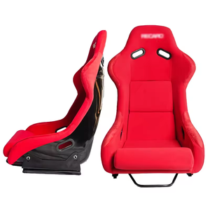 Asiento de Carreras de Fibra de Carbono con Respaldo Fijo de Carbono, Asientos de Carreras de Terciopelo Rojo MJ - Product Image 1