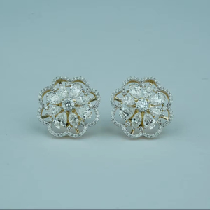 Pendientes de diamantes de oro blanco y oro rosa IGI-Chapado en oro certificado para fiesta de boda y regalo - Product Image 1