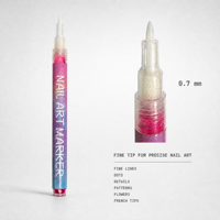 Stylos marqueurs pour nail art, pointe fine en fibre de 0,7 mm, 12 couleurs, encre à séchage rapide sans danger pour la peau, pour les artistes de salon, la création de motifs d'ongles DIY, OEM