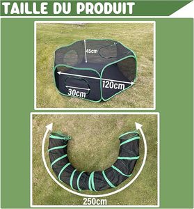 Tenda Pop-up per Animali Domestici con Tunnel per <span class=keywords><strong>Gatti</strong></span>, per Uso Interno ed Esterno, <span class=keywords><strong>Recinto</strong></span> Pieghevole per <span class=keywords><strong>Gatti</strong></span> - Product Image 6