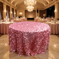 Nappe rose 3D à pétales, couverture de table romantique à feuilles pour mariage, fête et événement
