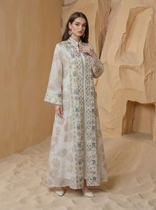 Nuova Abaya Modesta per Donne Mediorientali, Primavera-Estate, con Ricami a Foglia e Nappine, Traspirante, Lunghezza alla Caviglia, Senza Maniche, Ideale per l'Eid - Product Image 2