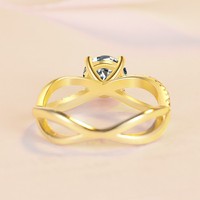 Bijoux fins, bague de fiançailles romantique en argent sterling S925 plaqué or, croix torsadée, 1 carat VVs1 Moissanite pour femmes