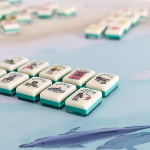 Jeu de tuiles de Mahjong en résine acrylique à 3 couches, thème Vague Océanique Côte d'Émeraude, personnalisé pour les soirées de jeu, idéal pour les vacances à la Floride - Product Image 4