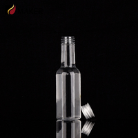 Bouteilles miniatures en PET vides de 25 ml et 50 ml pour shots d'alcool avec bouchons noirs inviolables pour champagne et boissons énergisantes, personnalisables