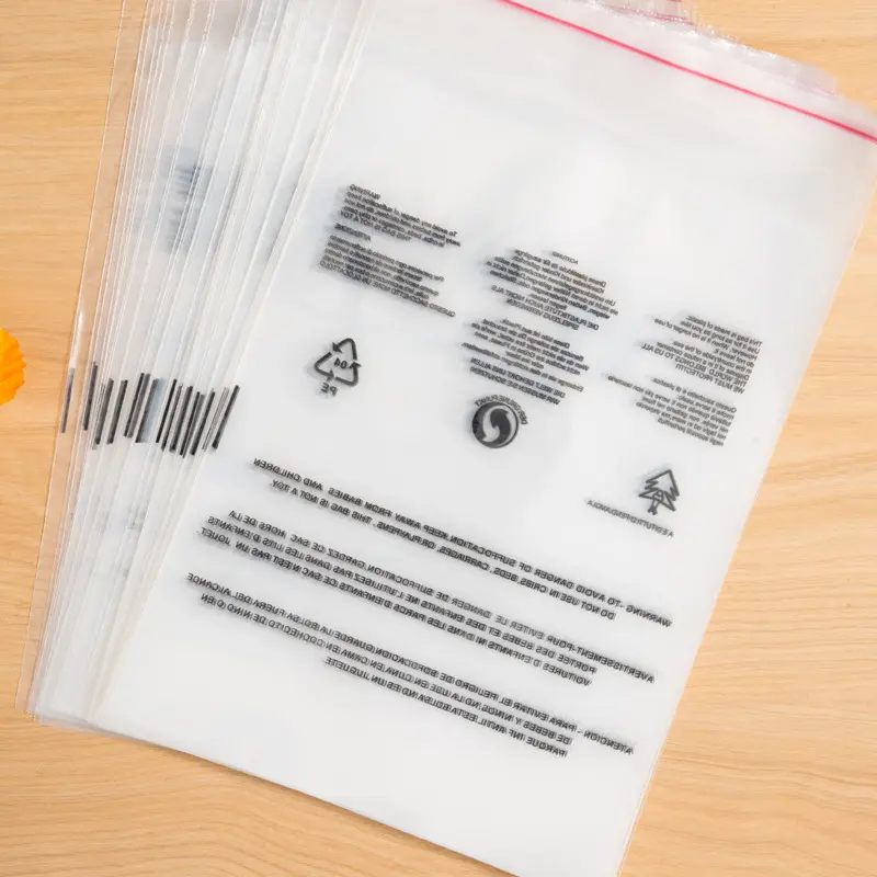 Bolsa de polietileno transparente Pe, embalaje de ropa de plástico, sello autoadhesivo, bolsas de polietileno transparentes con advertencia de asfixia 6X9 8X10