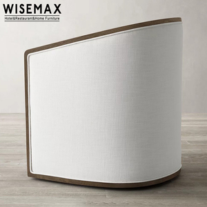 WISEMAX mobili classici mobili viventi contemporanea in legno di fumo di quercia tondeggiante sedia in tessuto a botte poltrona imbottita - Product Image 6