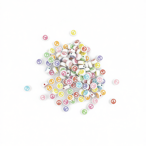 Ilan Abalorios Perline Multicolore con Simbolo della Pace 4x7mm per Creazione di Gioielli - Product Image 2