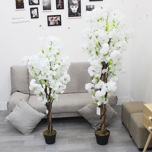 Décoration de mariage en intérieur, arbres artificiels en fleurs de cerisier blancs réalistes, décoration florale en soie, arbres artificiels en cerisier - Product Image 4