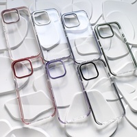 Coque de téléphone transparente 2-en-1 en TPU et PC avec anneau métallique pour appareil photo, compatible iPhone 12 13 14 15 Pro Max – Meilleure vente