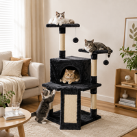Arbre à chat multi-niveaux en peluche avec panneau à gratter et double perchoir – Vente en gros