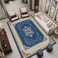 Tapis en polyester à poils ras, style médaillon européen nouveau classique/postmoderne, lavable en machine, pour salon et chambre à coucher