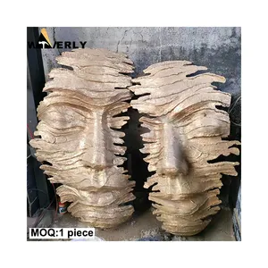 Waverly kustom patung perunggu Eropa abstrak Cina besar 3d wajah patung perunggu seni wajah patung untuk dinding