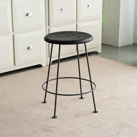 Tabouret de bar en acier robuste avec siège en bois, dossier rond, chaise de comptoir pour restaurant, café, bistrot