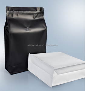 Sac d'emballage pour poudre de grains de café de 5 kg, <span class=keywords><strong>prix</strong></span> de gros, sac de café noir et blanc à fond plat avec valve, sacs de café de 10 lb - Product Image 1