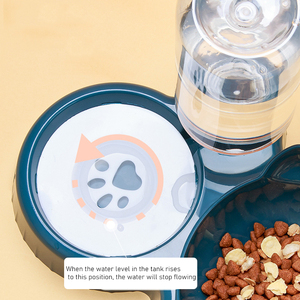 3in1 Pet su besleyici otomatik su şişesi kase ile plastik kedi çift Pet yemek kasesi çanaklar - Product Image 6