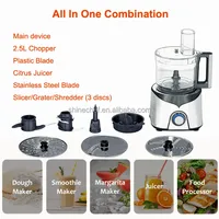 Robot culinaire électrique multifonction professionnel 5-en-1, 1000W, en acier inoxydable, portable, sans BPA, pour usage domestique, design élégant