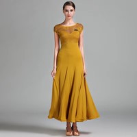 Robe de danse de scène pour femme Yl783, manches courtes, en spandex/polyester gaufré, haute qualité, lisse, en stock
