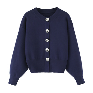 Casaco de Tricô Casual Feminino PB&ZA Primavera 2026, Nova Moda com Botões e Acabamento Canelado, Suéter Vintage de Manga Longa, Peça Superior Chique - Product Image 2