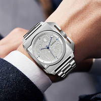 2024 Meilleure vente montre personnalisée de luxe en acier inoxydable 316L japon mouvement à Quartz chronographe lune phasé 3ATM résistant à l'eau