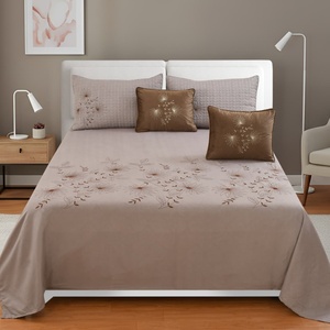 <b>Crown</b> Embroidered <b>King</b> Size Bedsheet Set 90x100 Inch with 2Quilted Embroidery Pillow Covers and 2Holland Embroidered Cushion cov - Product Image 6